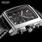 2025 Rectangle Dial Leather Strap Watch For Men Casual Blue Chronograph Quartz 