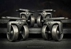 Antique Industrial Furniture Caster Set  Vtg Small Cast Iron 2 Inch Table Wheels