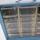 Vintage Akro-mils 15 Drawer Cabinet Blue Metal Small Parts Storage Bin Organizer