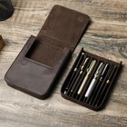 Handmade Genuine Leather Pen Case Office Pencil Holder Pens Organizer Bag School