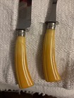 Washington Forge Stainless Knife  Fork Carving - Yellow Bakelite