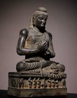 22 5  Old Chinese Bluestone Stone Carved Gandhara Art Buddha Statue