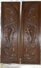 Antique Pair French Solid Chestnut Wood Panels Salvaged Hand Carved