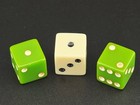 Vintage Bakelite Dice Lot Green Apple Juice Cream Stealth Red Celluloid Trio