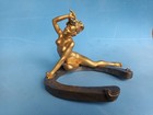Antique Nude Lady Gilt Bronze On Horseshoe Signed Recipon