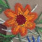 Vintage 70s Crewel Embroidery Floral Wall Art Framed Fiber Textile 21x30