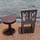 Vintage Miniature Chair Round Table Dollhouse Furniture