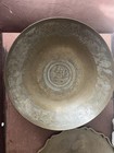 Older Large Chinese Copper Brass Metal Bowl 14 1 2  And Tray 14  Dragon Motif