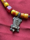Vintage African Trade Glass Necklace Venetian Style Beads Crocodile Pendant 17 5