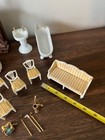 Lot Of Miniature Doll House Furniture Fire Mantel Couch Chairs Sink