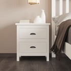Classic Night Stand end Table  2 Drawers With Curved Handles - White