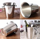 Silver Champagne Ice Bucket Stainless Steel Wine Cooler Ice With Holder