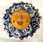 Mexican Folk Art Wall Hanging Sun Face Talavera Pottery Hand Painted Terra Cotta