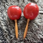 Vintage  Pair Of Mexican Wooden Maracas Hand Painted Percussion Shakers