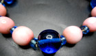 Louis Rousselet French Pink   Blue Glass Beaded Vintage Necklace