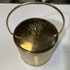 Vintage Mcm Serv-master Gold Brass Tone Ice Bucket Lid Flower Handle Italy 1960 