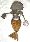 Vintage Brutalist Mixed Metal Articulated Moving Mermaid Brooch Pin Signed Hood
