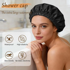 Satin Lined Shower Cap For Women  Reusable Waterproof Hair Cap  Large Washable B