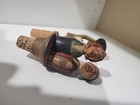 Carved Wood Wine Bottle Topper Stopper Mechanical - Lot Of 2 Working