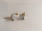 14k Solid Yellow Gold Stud Earrings W  2 Ct Princess Lab Simulated Diamonds