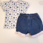 Vintage Looney Tunes Bugs Bunny Girls Outfit Set 4t Denim Shorts Top Y2k