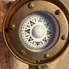 Nautical Brass Gimbled Compass On Wooden Base Marine Ship Compass