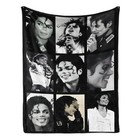 Retro Pop Legend Monochrome Portrait Cozy Flannel Blanket Throw