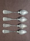 4 Antique 19th-century American Coin Silver Fiddle-back Spoons Cassidy   Ball  