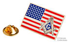 Masonic American Flag Enamel Lapel Pin Freemason Square Compass Mason Us Tie New