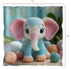 Nursery Kidsroom Throw Pillow Yarn Elephant Cute 12x12  16x16  24x24  Polyester