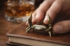 Solid Brass Crab Statue Mini Antique Animal Figurine - Tea Pet Paperweight Gift