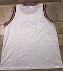 Vintage New York Basketball Jersey Mesh Usa Made Xl White Blue Orange 80s 90s