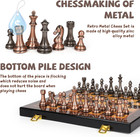 Luxury Metal Chess Set With 15 Inch Wooden Chess Board   Weighted Metal Chess Pi