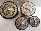 4 Nesting Floral Enameled Metal 1950 s Biscuit Cookie Tins Made In Holland