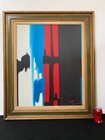      Antique Mid Century Modern Asian Japanese Abstract Minimalist Painting - Ume