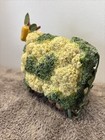 Vintage Cauliflower Broccoli Cow Figurine With Yellow Bell Pepper Head