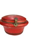 Antique Chinese Round Red Lacquered Wooden Box