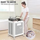 46l Laundry Baskets Plastic Folding Rolling Laundry Basket With Wheels