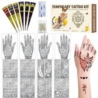 136 Pcs Henna Tattoo Stencil Kit  6 Pcs Ink Brown Black Cherry Red Henna Diy    