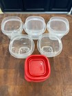 Lot Of 5 Rubbermaid Square 4 Oz Storage Containers 7j53 W  Red Lids 7j54