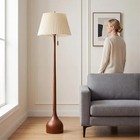 Mid Century Modern Wood Floor Lamp With Dual Shades - 65  Vintage Style