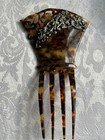 Victorian Faux Tortoiseshell Hair Comb Sterling Silver Embellished Hair Ornament