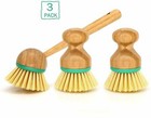 3 Piece Bamboo Dish Scrub Kitchen Cleaning Brush Scrubber Household Bathroom Use