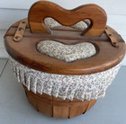 Vintage Sewing Basket  Wooden 