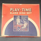 Vintage Akro Agate Play Time Glass Dish Set No 234 Child Tea Set W Box