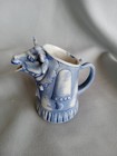 Rare Schafer   Vater Whimsical Blue Cow Creamer Wearing Dress   Tail For Handle