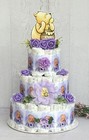 3 Tier Purple Winnie The Pooh Diaper Cake Baby Shower Gift