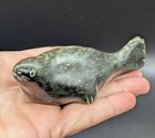 Fab  Vintage Eskimo Inuit Small Carved Seal Soapstone Sculpture Signed Bekoalook