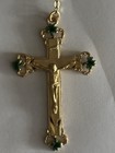 Vintage Irish Rosary Shamrock Green Glass Beads Irish Crucifix 23 