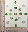 14 Vintage  glass   Buttons Of Green Or White On Collector Card N958